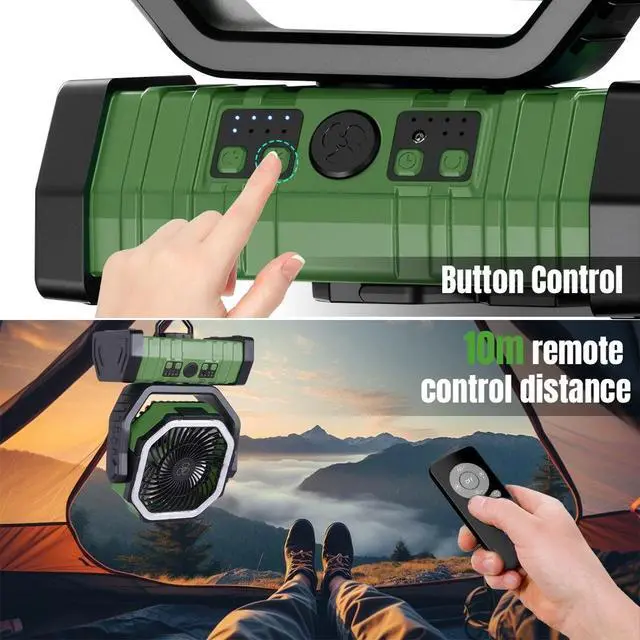 Alt view image 3 of 7 - Portable Rechargeable Fan 20000mAh Camping Fan with LED Light & Remote 4 Speeds