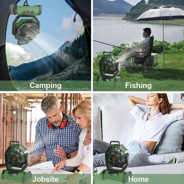Alt view image 7 of 7 - Portable Rechargeable Fan 20000mAh Camping Fan with LED Light & Remote 4 Speeds