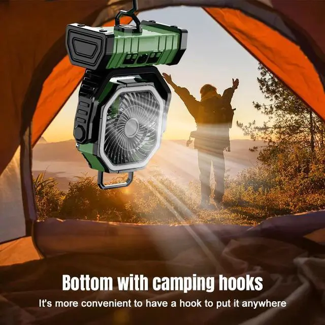 Alt view image 4 of 7 - Portable Rechargeable Fan 20000mAh Camping Fan with LED Light & Remote 4 Speeds