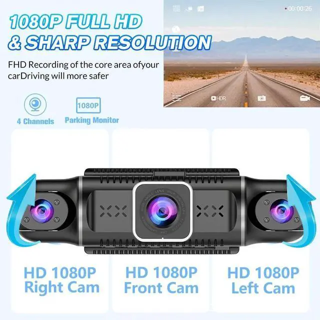 Alt view image 4 of 7 - Car DVR Dash Cam WiFi GPS FHD 4 Lens*1080P Dashboard Camera Loop Video Recorder