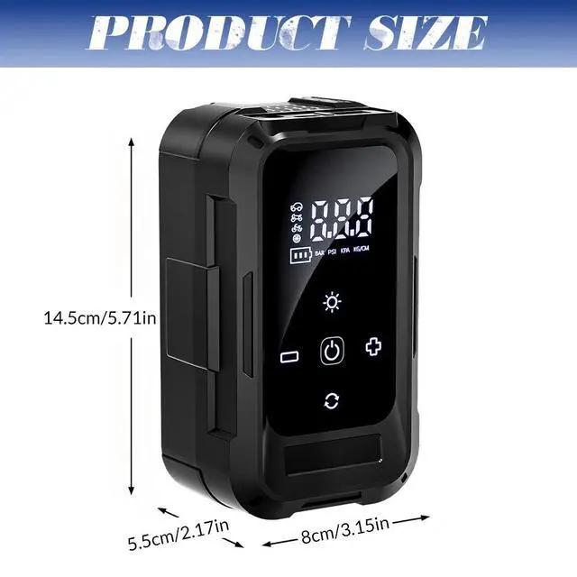Alt view image 2 of 7 - Portable Air Compressor Digital Display Portable Tire Inflator Rechargeable Pump