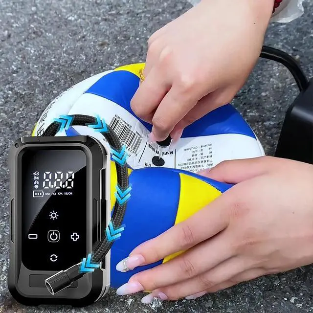 Alt view image 7 of 7 - Portable Air Compressor Digital Display Portable Tire Inflator Rechargeable Pump