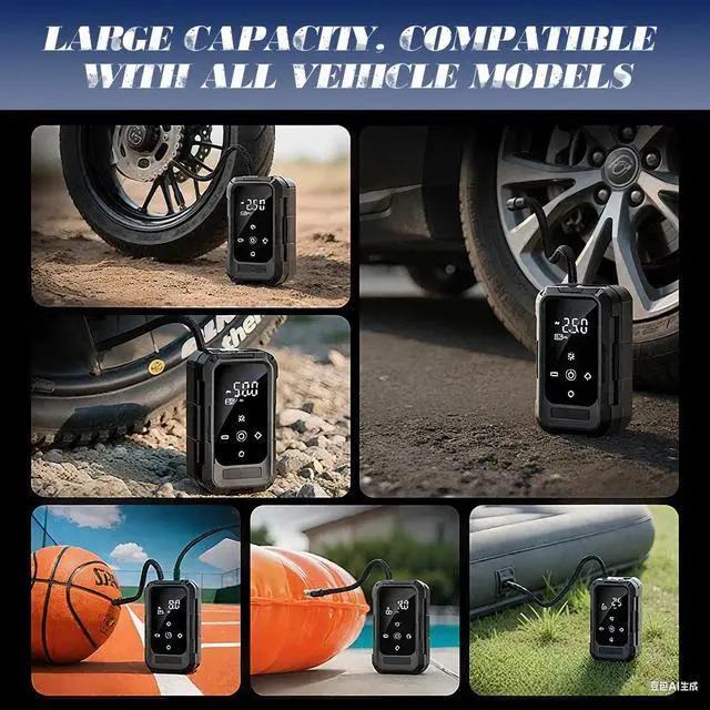 Alt view image 6 of 7 - Portable Air Compressor Digital Display Portable Tire Inflator Rechargeable Pump