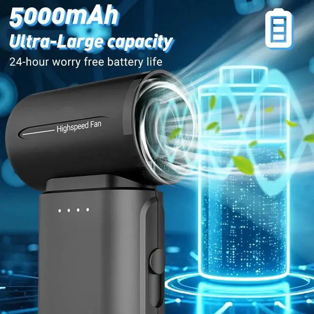 Alt view image 3 of 7 - Portable Handheld Turbo Fan 5000mah Usb Rechargeable Multi-Purpose Pocket Fan