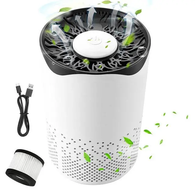 Alt view image 2 of 7 - Air Purifier High Efficiency Smoke Dust Removal USB Powered Mini Air Cleaner