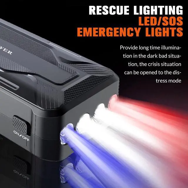 Alt view image 6 of 7 - 20000mAh Power Pack Car Jump Starter Battery with Quick Charge Jumper Cables
