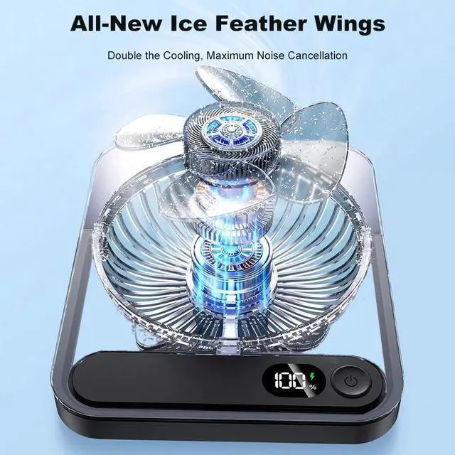Alt view image 3 of 7 - Ultra Mini Desk Fan Digital Display Thin Transparent Cooling Fan Office Home