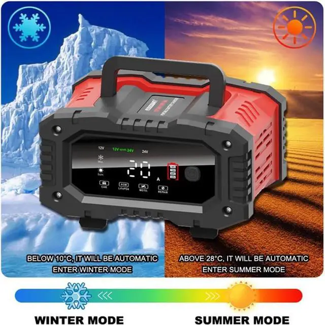 Alt view image 3 of 7 - 12V24V Fully-Automatic Smart Car Battery Charger Maintainer Trickle Fast Charger