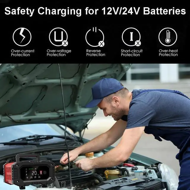 Alt view image 4 of 7 - 12V24V Fully-Automatic Smart Car Battery Charger Maintainer Trickle Fast Charger