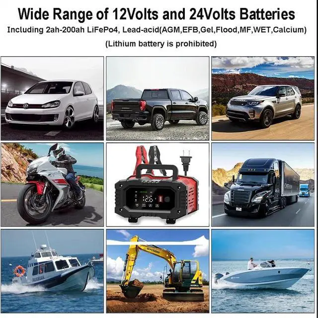 Alt view image 7 of 7 - 12V24V Fully-Automatic Smart Car Battery Charger Maintainer Trickle Fast Charger