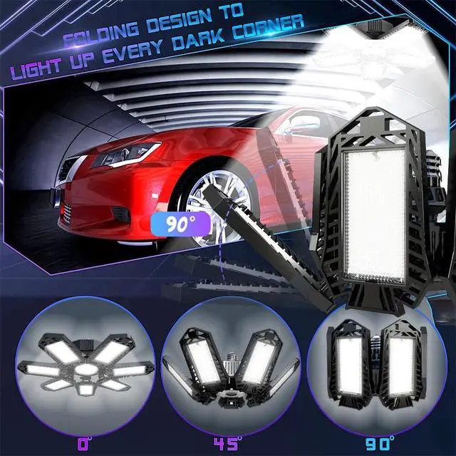 Alt view image 4 of 7 - 120W Deformable 7 LED Panels Garage Light Bright Shop Ceiling Light Fixture Bulb