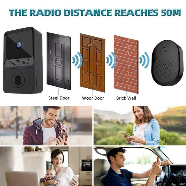 Alt view image 3 of 7 - Wireless Security WiFi Smart Doorbell Intercom Video Camera Bell Chime Door Ring