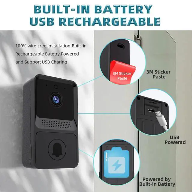 Alt view image 4 of 7 - Wireless Security WiFi Smart Doorbell Intercom Video Camera Bell Chime Door Ring