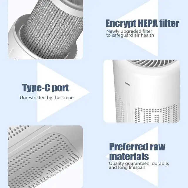 Alt view image 6 of 7 - Mini Air Purifier Uses Negative Ion Technology W/Filter Dust Bacteria Particles