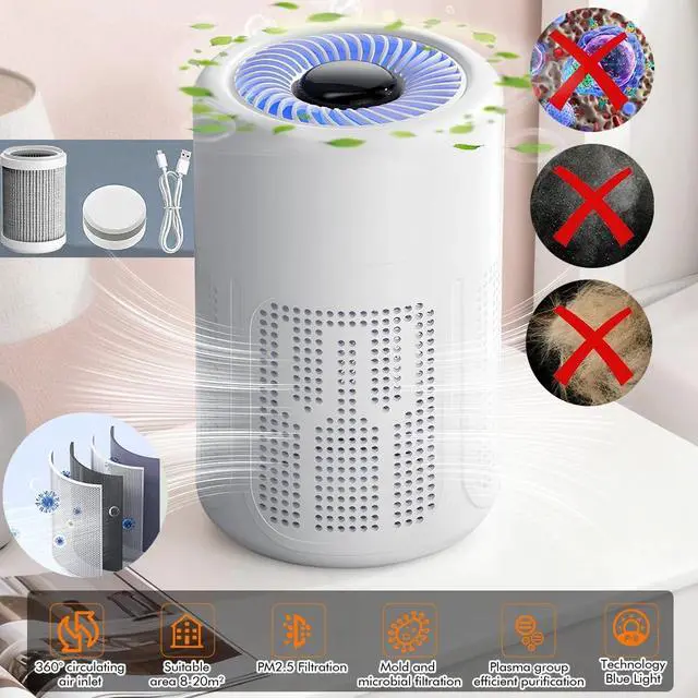 Alt view image 2 of 7 - Mini Air Purifier Uses Negative Ion Technology W/Filter Dust Bacteria Particles