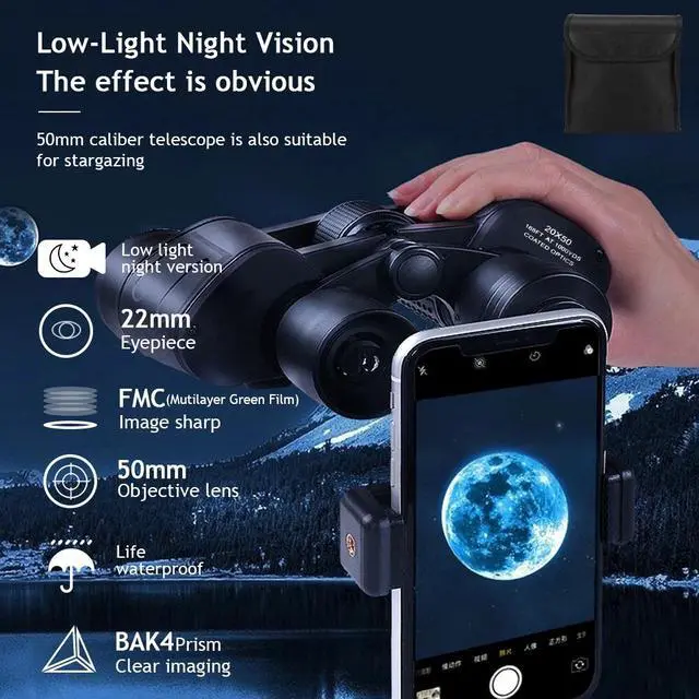 Alt view image 4 of 7 - Day/Night HD Binoculars Zoom Outdoor Travel Portable 180x100 Telescope Hunting