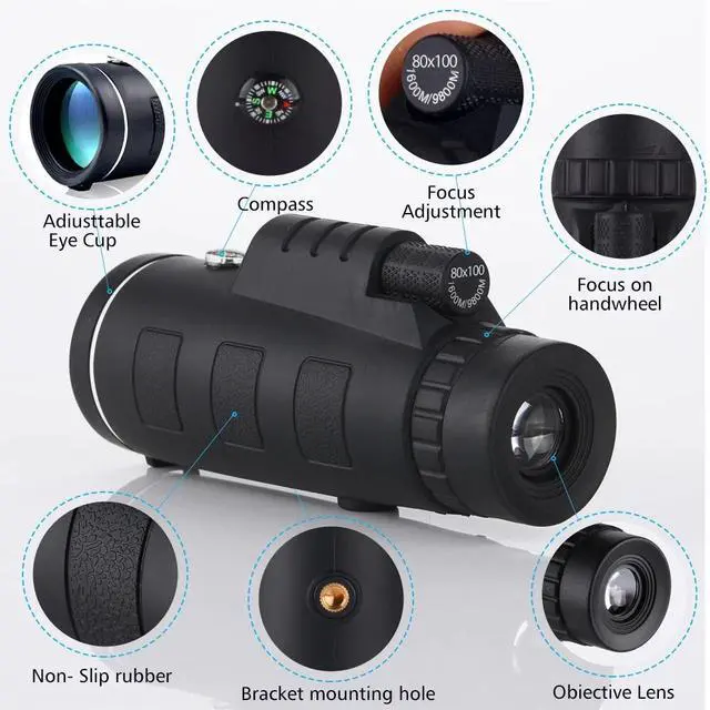 Alt view image 2 of 7 - HD Zoom Monocular Starscope Monocular Telescope BAK4 Outdoor Day / Night Vision