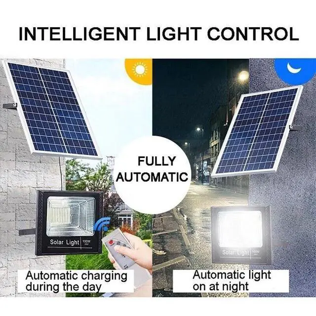 Alt view image 5 of 7 - LED 300W Solar Flood Light Security Wall Yard Outdoor Street Lamp Remote Control