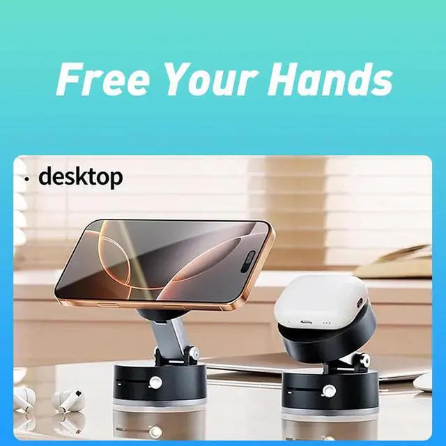 Alt view image 7 of 7 - Foldable Adjustable Vacuum Magnetic Phone Holder for Car/Bathroom/Gym/Kitchen
