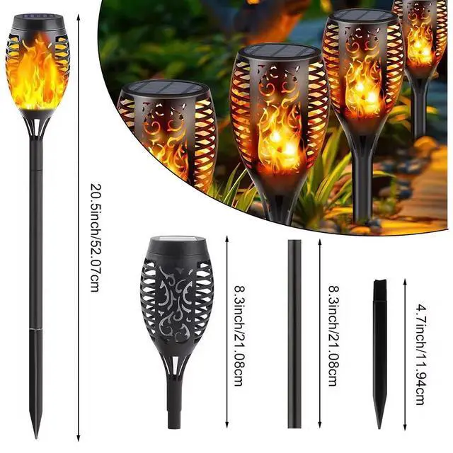 Alt view image 5 of 7 - 4Pack LED Solar Power Tiki Torch Flame Flickering Light Outdoor Garden Lawn Lamp