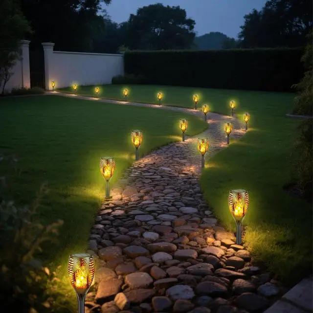 Alt view image 2 of 7 - 4Pack LED Solar Power Tiki Torch Flame Flickering Light Outdoor Garden Lawn Lamp