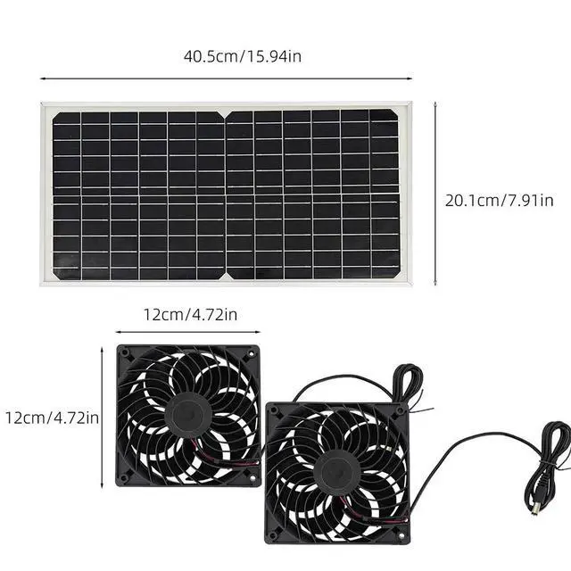 Alt view image 7 of 7 - Solar Exhaust Fan Kit W/16W Solar Panel 2Brushless DC Fan Solar Powered Vent Fan