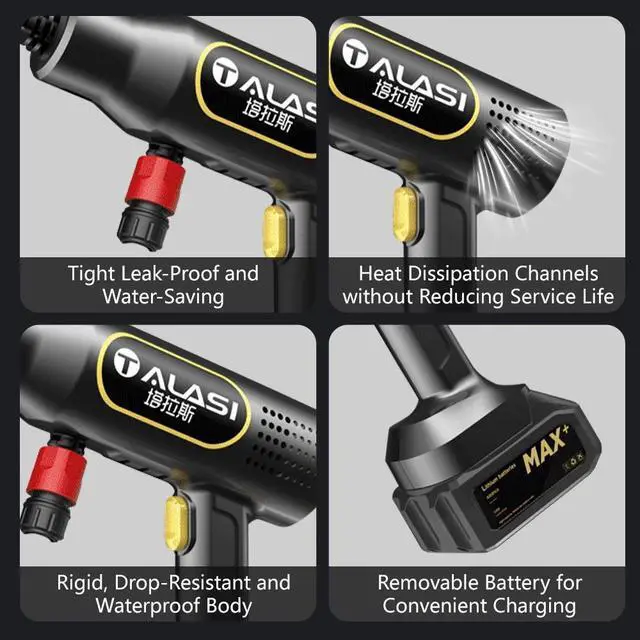 Alt view image 7 of 7 - Wireless High Pressure Car Washing Gun Portable Powerful Car Cleaning Machine