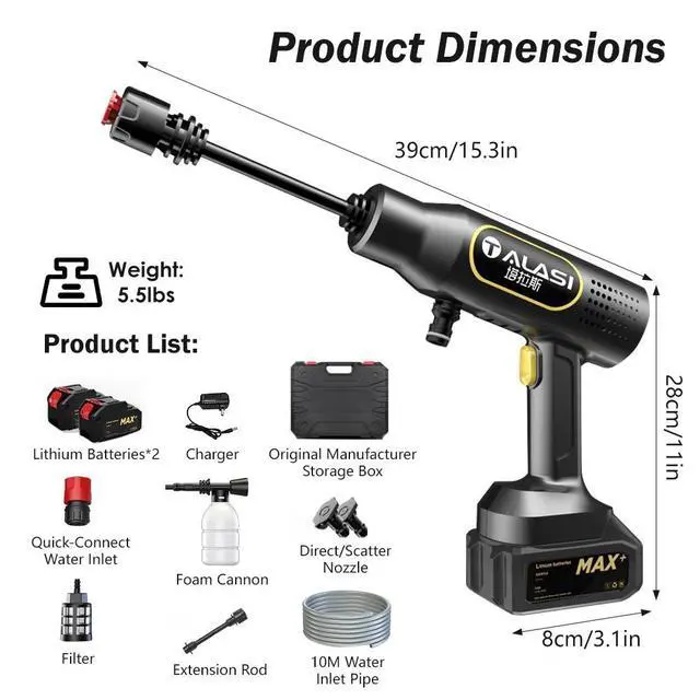 Alt view image 3 of 7 - Wireless High Pressure Car Washing Gun Portable Powerful Car Cleaning Machine