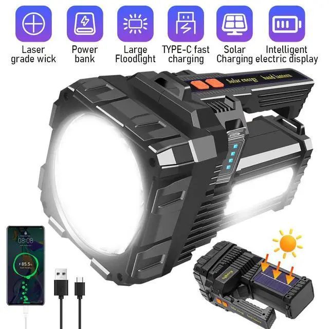 Alt view image 2 of 7 - Portable Rechargeable Super Bright LED Searchlight Handheld Spotlight Flashlight