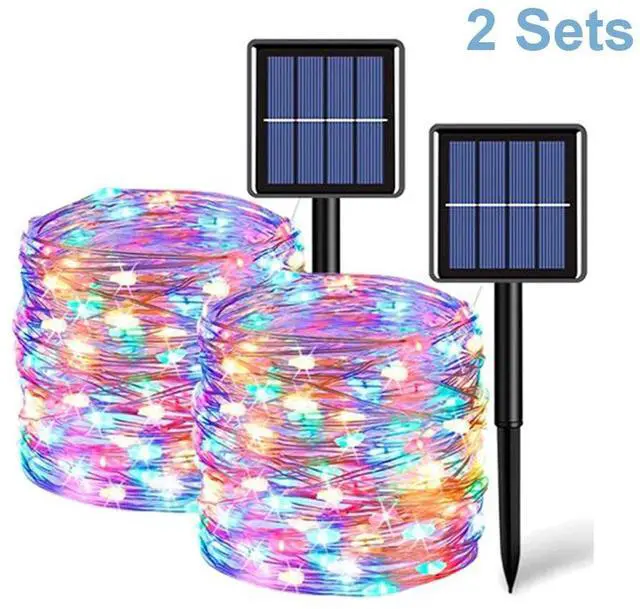 Main image of Set of 2 Solar Fairy String Lights 20M 200 LED Copper Wire Outdoor Garden Decor