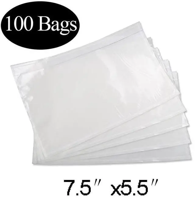Main image of 100 Packing List Pouches 7.5x5.5 Shipping Label Enclosed Envelopes Adhesive