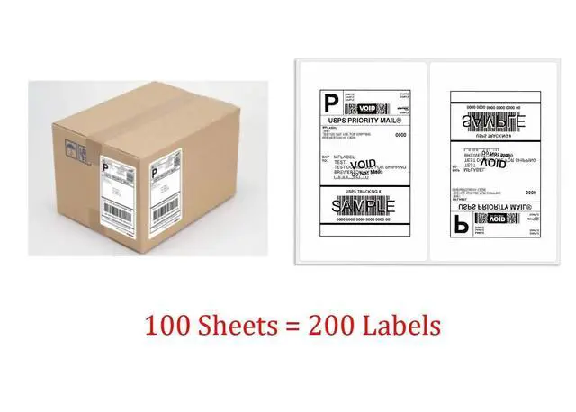 Alt view image 2 of 4 - 200 Half Sheet Shipping Labels Self Adhesive 8.5" x 5.5" Rounded 2 Per Sheet