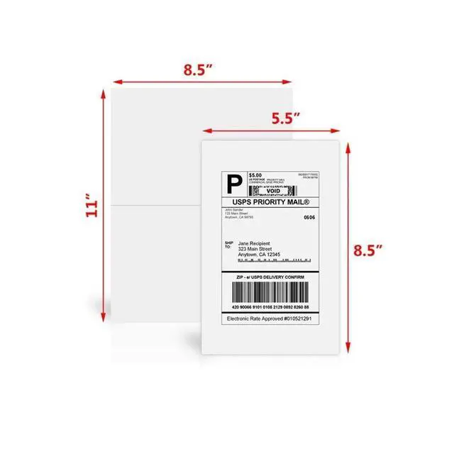 Alt view image 4 of 7 - 200 Count Self Adhesive Shipping Labels 8.5x5.5 Half Sheet for Laser & Inkjet