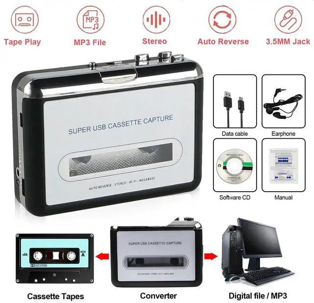 Main image of Cassette Player Portable Converter Recorder Convert Tapes to Digital MP3 Format