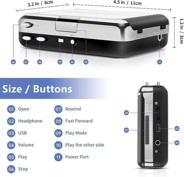Alt view image 2 of 7 - Cassette Player Portable Converter Recorder Convert Tapes to Digital MP3 Format