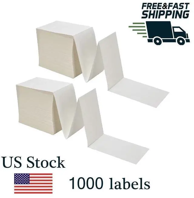 Main image of 1000 4"x6" Fanfold Direct Thermal Address Shipping Labels for Zebra and Rollo