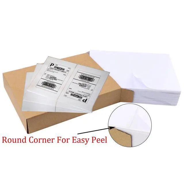 Alt view image 3 of 7 - 1000 Half Sheet Shipping Labels 2 Per Sheet 8.5x5.5 Rounded Corner Self Adhesive