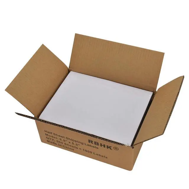 Alt view image 7 of 7 - 1000 Half Sheet Shipping Labels 2 Per Sheet 8.5x5.5 Rounded Corner Self Adhesive