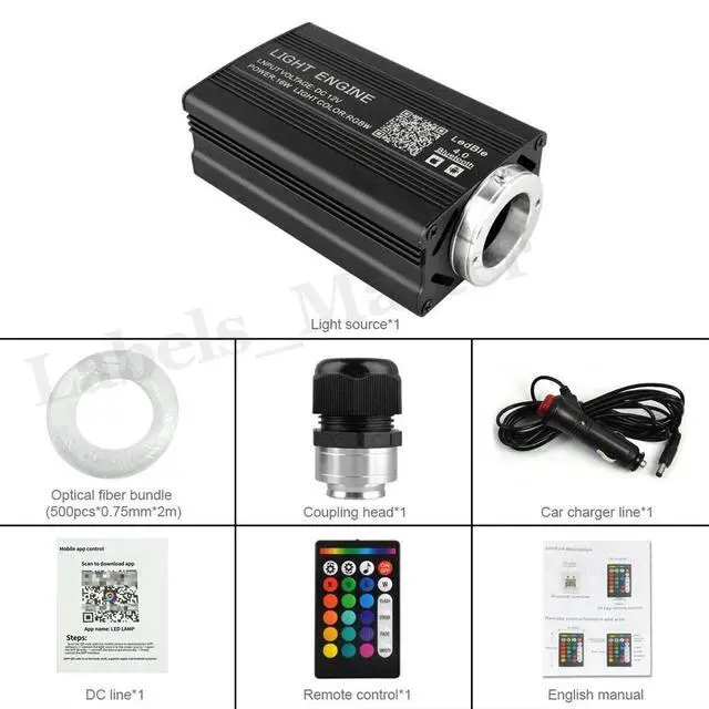Alt view image 6 of 6 - 500PCS Home Car Headliner Star Light Kit Roof Twinkle Ceiling Lights Fiber Optic