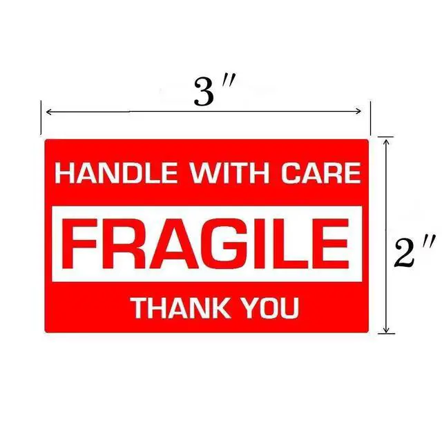 Alt view image 5 of 7 - 4000 Fragile Stickers 2x3 HANDLE WITH CARE THANK YOU Red Warning Labels 8 Rolls