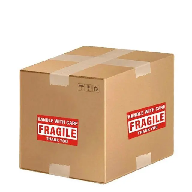 Alt view image 7 of 7 - 4000 Fragile Stickers 2x3 HANDLE WITH CARE THANK YOU Red Warning Labels 8 Rolls