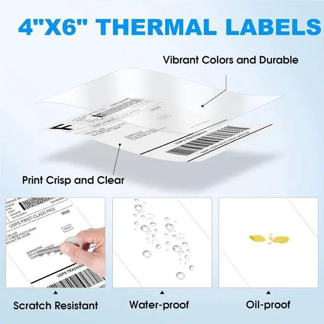 Alt view image 2 of 5 - 6 Rolls 4x6 Perforated Direct Thermal Shipping Labels 250 per roll - 1500 labels