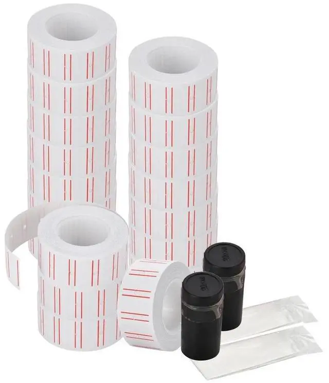 Main image of 20 Rolls 12000 Price Label Paper Tag Sticker MX-5500 Labeller Gun White Red Line