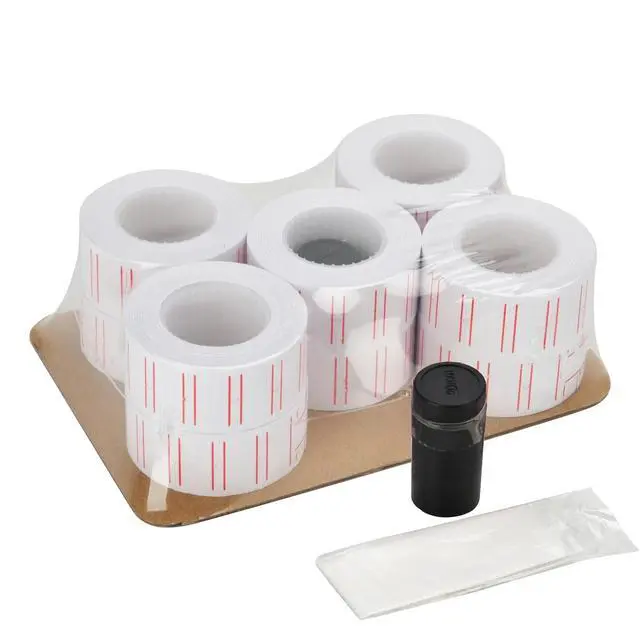 Alt view image 2 of 6 - 20 Rolls 12000 Price Label Paper Tag Sticker MX-5500 Labeller Gun White Red Line