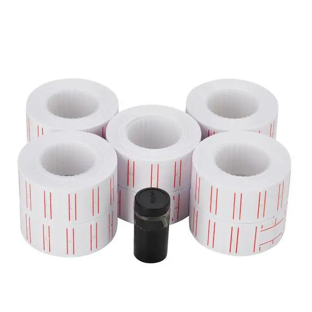 Alt view image 3 of 6 - 20 Rolls 12000 Price Label Paper Tag Sticker MX-5500 Labeller Gun White Red Line