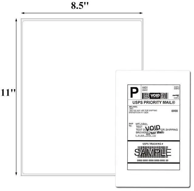 Alt view image 2 of 5 - 500 Full Sheet Blank Address Shipping Labels 8.5"X11" Self Adhesive Laser inkjet