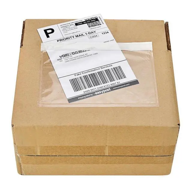 Alt view image 3 of 5 - 100x 7.5 x 5.5 Clear Packing List Pouches Shipping Label Envelopes Self Adhesive