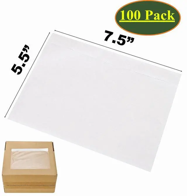 Main image of 100x 7.5 x 5.5 Clear Packing List Pouches Shipping Label Envelopes Self Adhesive