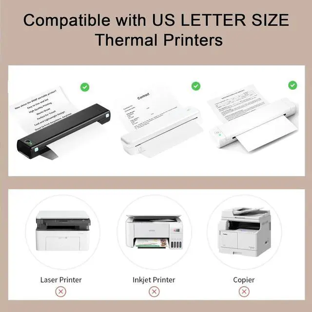 Alt view image 6 of 7 - 200 Sheet Folding Thermal Printer Paper 8.5"x11" A4 US Letter Size for M08F M832
