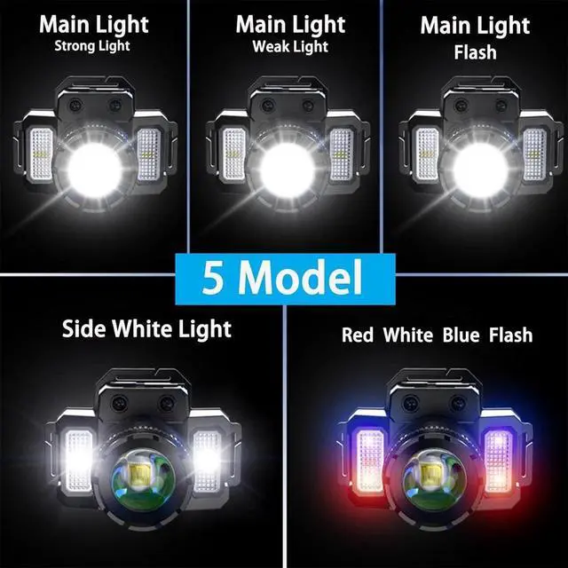 Alt view image 7 of 7 - 9900000LM Super Bright LED Headlamp Rechargeable Headlight Flashlight Head Torch